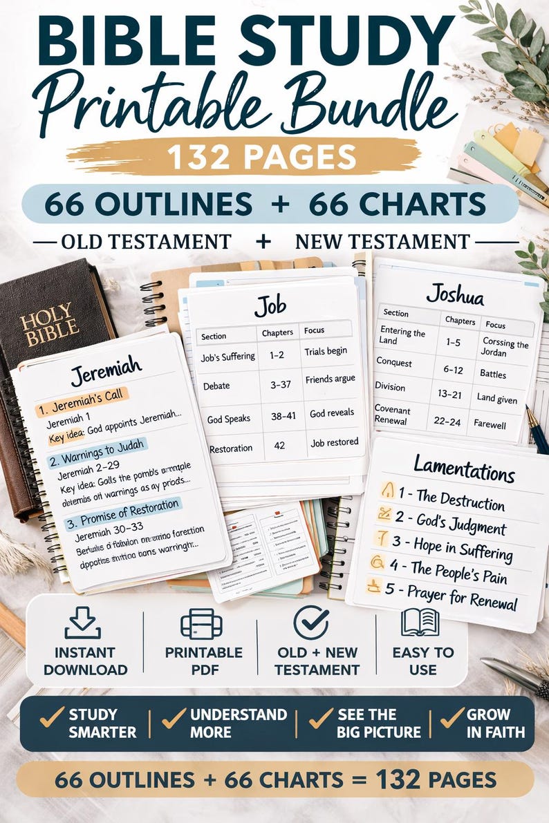 Books of the Bible Study Printable Bundle | 132 Pages | 66 Book ...