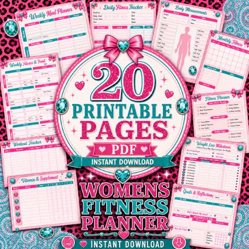 Fitness Planner Printable Bundle for Women | Workout Tracker, Weight ...