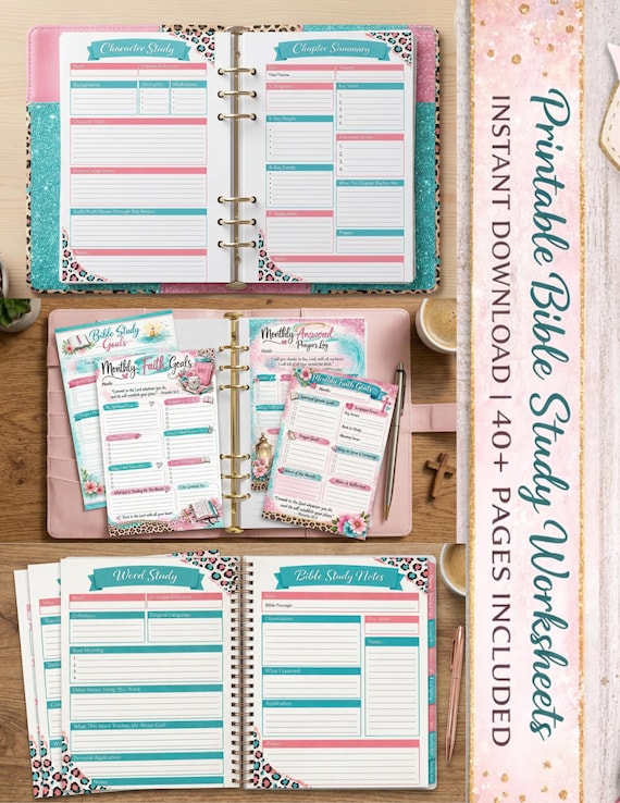 Bible Study Planner Printable Bundle | 53-Page Christian Women prayer journal
