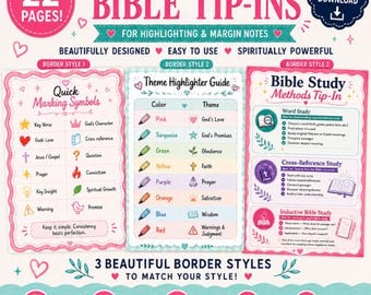 Bible Tip-In Printables Bundle | 22 Bible Study Inserts
