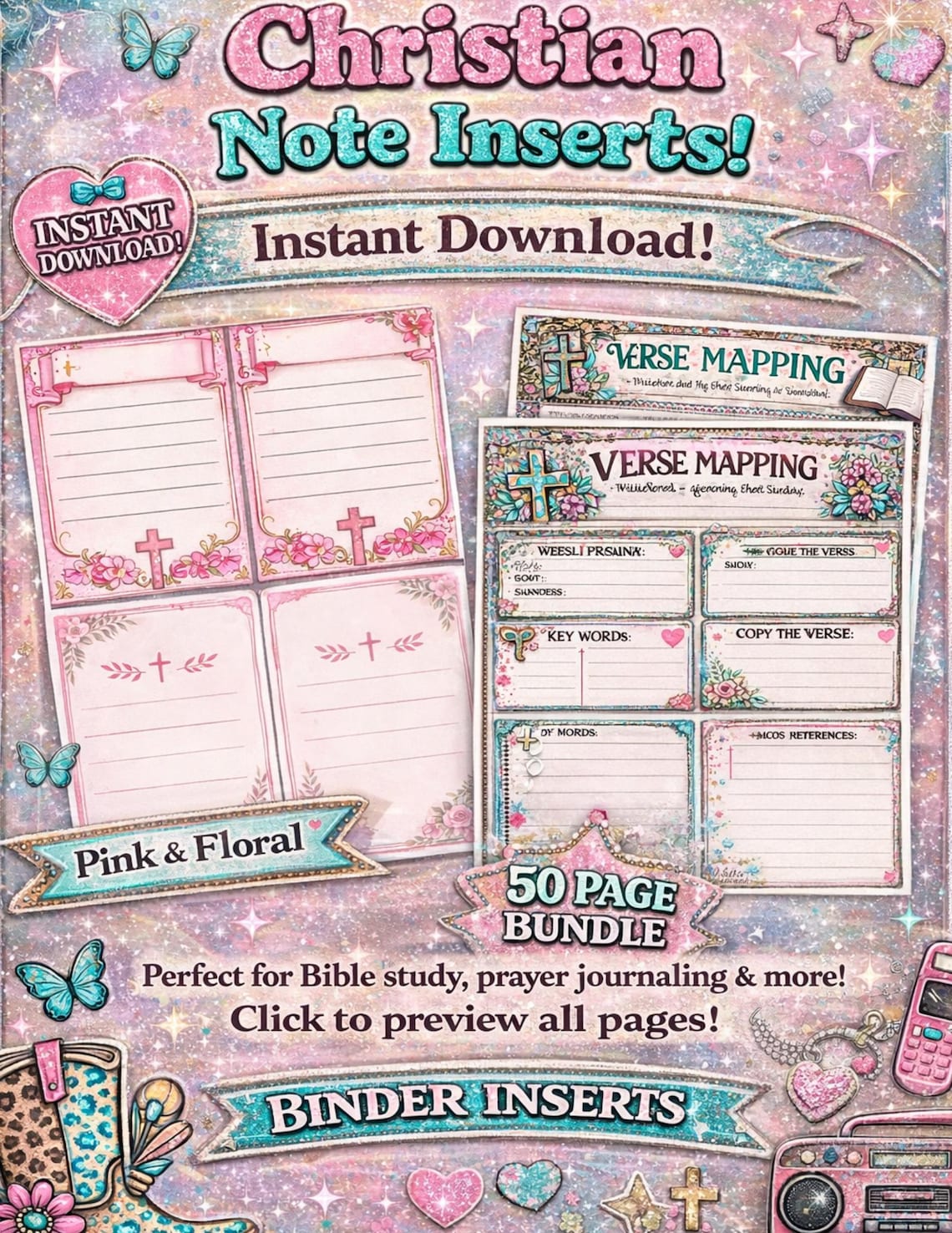 Faith Planner Inserts Canva Editable Commercial Use Christian Bible ...