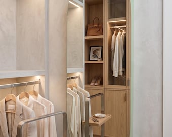 Wall Mounted Jewellery Cabinet with Rounded Mirror Storage