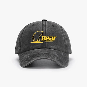 Bear Archery Vintage Washed Baseball Cap - Adjustable Cotton Unisex Retro Dad Hat