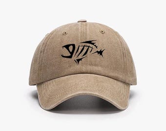 G Loomis Fishing Vintage Washed Cotton Baseball Cap – Retro Fish Logo Dad Hat