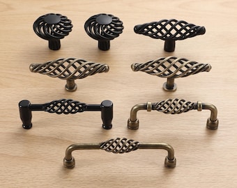 Vintage Cabinet Knobs Drawer Pulls, Birdcage Cabinet Hardware, Rustic Dresser Handles, Kitchen Cupboard Handles, Farmhouse Furniture Pulls
