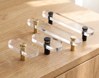 Clear Cabinet Pulls, Modern Drawer Handles, Minimalist Cabinet Hardware, Dresser Pulls, Kitchen Cupboard Handles, Vanity Furniture Pulls