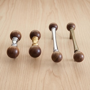 Walnut Wood Cabinet Handles, Round Drawer Pulls, Furniture Hardware, Kitchen Cabinet Pulls, Dresser Wardrobe Handles, Vintage Cupboard Decor