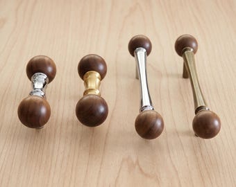 Kastgrepen van walnoothout, ronde ladeknoppen, meubelbeslag, keukenkastgrepen, ladekastgrepen, vintage kastdecoratie
