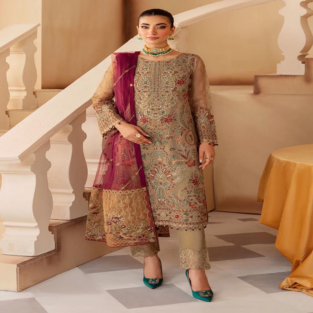 green emerald velvet dress Hand Embroidered Dress for Women Online main image 0
