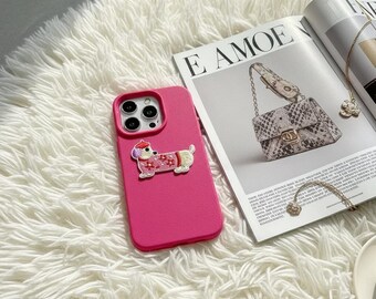 Embroidered Dachshund iPhone Case, 3D Puppy Cover