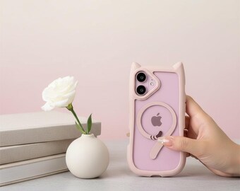 Cat Ear MagSafe iPhone Case | Clear Shockproof Armor with Wrist Strap