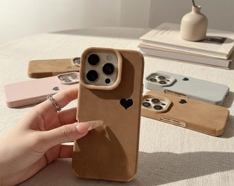 Love Heart Faux Leather iPhone Case | Protective, Stylish