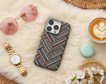 Geometric Totem iPhone Case, Retro Wireless Charging Hard Cover