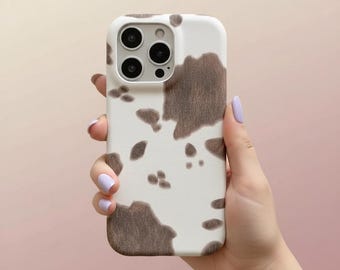 Cow Print Leather iPhone Case, Shockproof Autumn Phone Cover