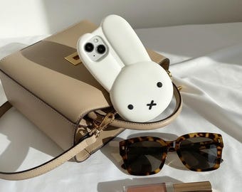 Silicone Bunny iPhone Case, Kawaii Rabbit Soft Protective Cover, Pastel Cartoon Animal Phone Case