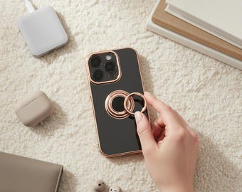 Magnetic Ring Stand iPhone Case, Luxury Plating, Shockproof