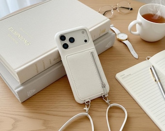 Crossbody Lanyard iPhone Case, Wallet, Zipper, Mirror, Card Holder