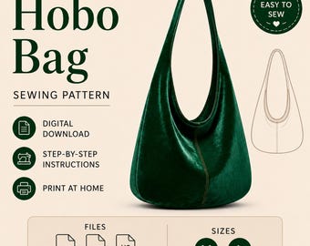 Reversible Hobo Bag Sewing Pattern, Slouchy Crossbody Tote Bag PDF, Large Shoulder Bag DIY Tutorial, Beginner Friendly Pattern, M & L