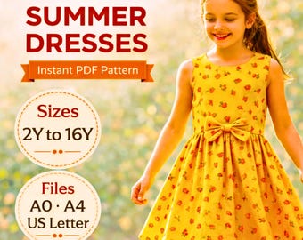 Girls Summer Dress Sewing Pattern (2Y-16Y) – Beginner Friendly PDF