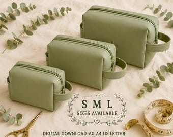 Cosmetic Bag Sewing Pattern | Makeup Zipper Pouch (S M L Sizes) (Digital Download)