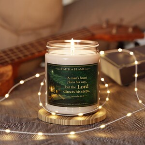 Faith & Flame Scripture Candle | Ordered Steps, Guided Steps (Soy Wax)