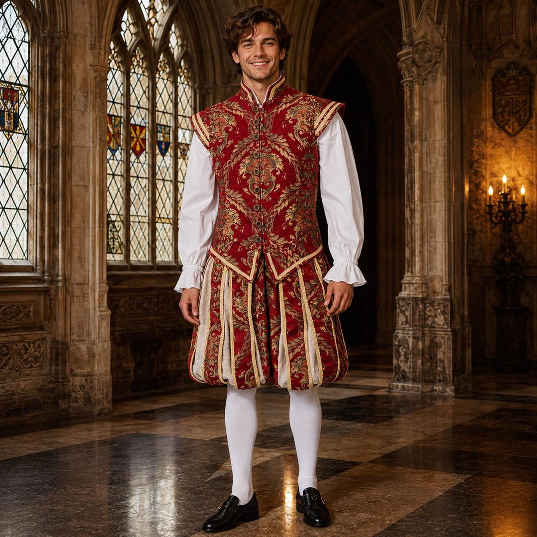The Prince Renaissance Men's Renaissance Tudor King Prince Costume Set for Men | 15th Century ...