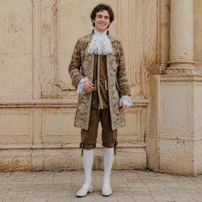 18th Century Baroque Rococo Men’s Brown Ball Gown Costume | Gothic ...