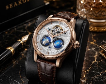 Luxe automatische mechanische herenhorloges | Polshorloge met draaibare wijzerplaat, merkhorloges, luxe horloges, cadeau voor hem, cadeau voor man