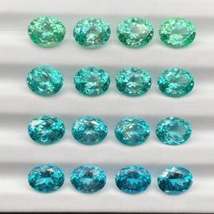 Lab Created Sapphire Oval Gemstone, Paraiba Color Neon Blue Green Stone, Jewelry Making