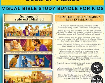1 Kings Kids Bible Study | Book of 1 Kings Visual Bible Study for Kids | Children Bible Printable | Christian Homeschool Gift