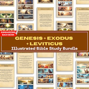 Illustrated Bible Study Bundle | Genesis Exodus Leviticus | Old Testament Printable PDF | Beginner Teen Youth Homeschool Scripture Study