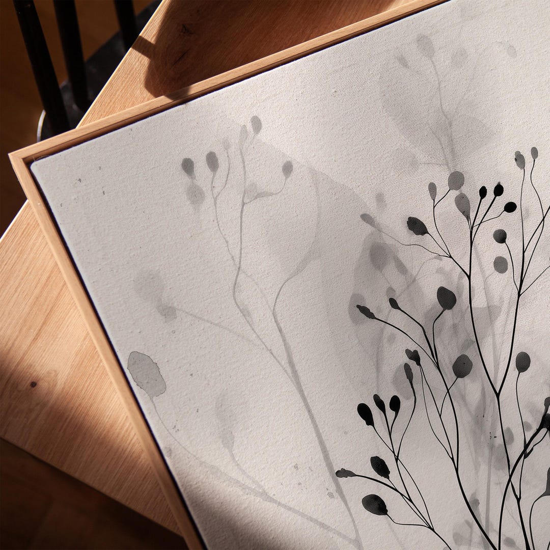 Minimalist Botanical Ink Art Black White Wall Decor Print Digital ...