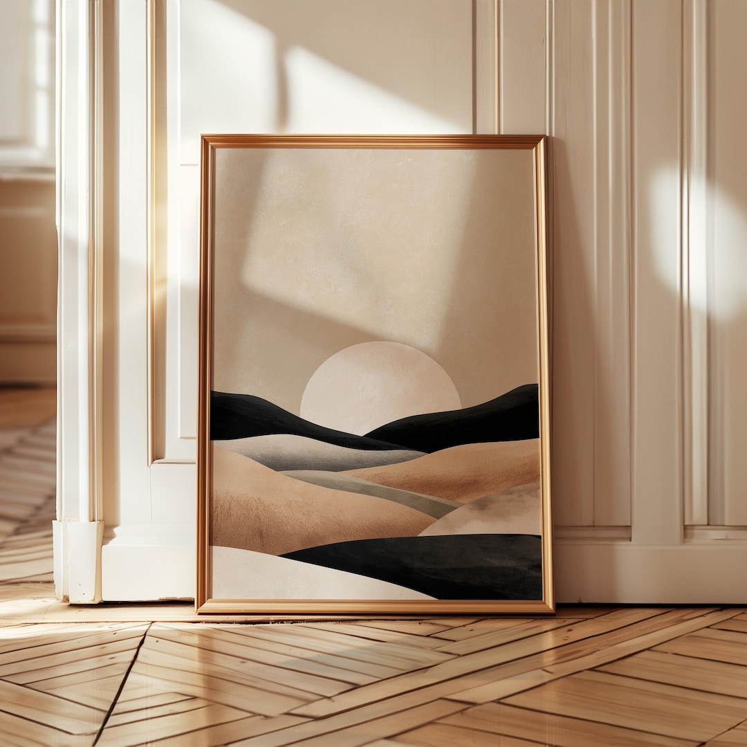 Japandi Landscape Wall Art Minimalist Neutral Abstract Print Zen Desert ...