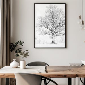 Beech Tree Wall Art, Black and White Tree Print, Minimal Nature Printable, Scandinavian Decor