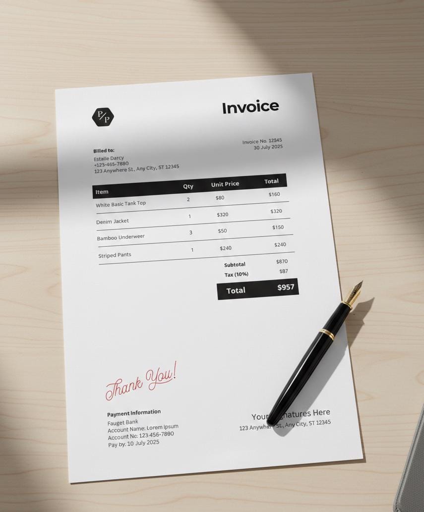 Editable Invoice Template Canva, Minimalist Small Business Billing Form ...