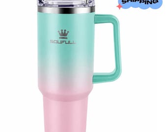 Soufull 40oz Tumbler with Handle and Straw, Insulated Travel Cup, Gift for Her, Not Stanley Tumbler