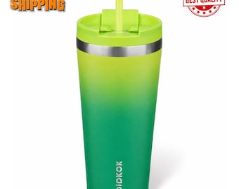 DIDKOK 22oz Tumbler with Straw, Green Insulated Travel Cup, Water Bottle Gift, Not Stanley Tumbler
