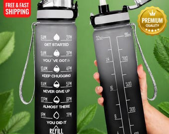 32oz Motivational Water Bottle with Straw, Leakproof, BPA-Free Gym Sports Strap