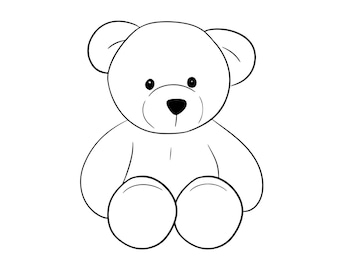 Cute Teddy Bear SVG PNG, Minimal Teddy Bear Outline Clipart, Baby Bear Cricut Cut File, Nursery Animal Vector, Kids Shirt Design