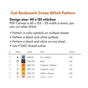 Adorable cat stack cross stitch bookmark pattern featuring five kawaii cats peeking one above another in black, orange, gray, orange-and-white, and white colors. This cute animal bookmark design is stitched with 9 DMC colors and measures 40 × 125 stitches. Perfect for cat lovers, bookworms, and beginner to intermediate cross stitch enthusiasts. Ideal as a handmade reading accessory, thoughtful gift, or DIY embroidery project with instant PDF download for creating a charming bookmark.