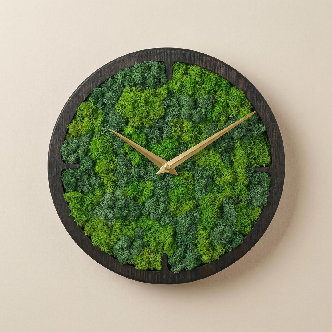 Personalized Moss Wall Clock, Custom Wooden Clock, White Wall Clock ...