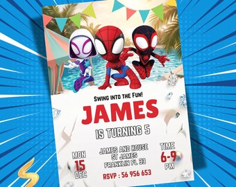 Editable Spidey And This Amazing Friends Birthday Invitation Spidey Invitation Spiderman Party Spidey And Friends Boy Invite Instant Digital