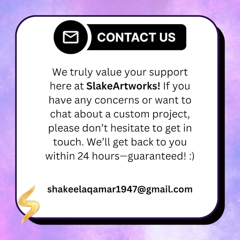 May include: A white and black graphic with the text "CONTACT US" and a black envelope icon. The text below states support information and an email address: shakeelaqamar1947@gmail.com.