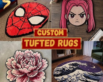 Handmade Custom Tufted Rugs, Personalized Tufted Area Rugs For Living Room/Bedroom, Custom Size Rug, Cool Rug, Funky Rug Handmade to Order