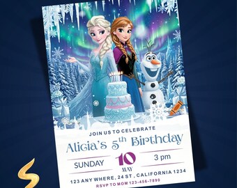 Frozen Birthday Invitation Editable Frozen Birthday Party Elsa & Anna Party Invitation Girl Frozen Birthday Invite Theme, Digital Download
