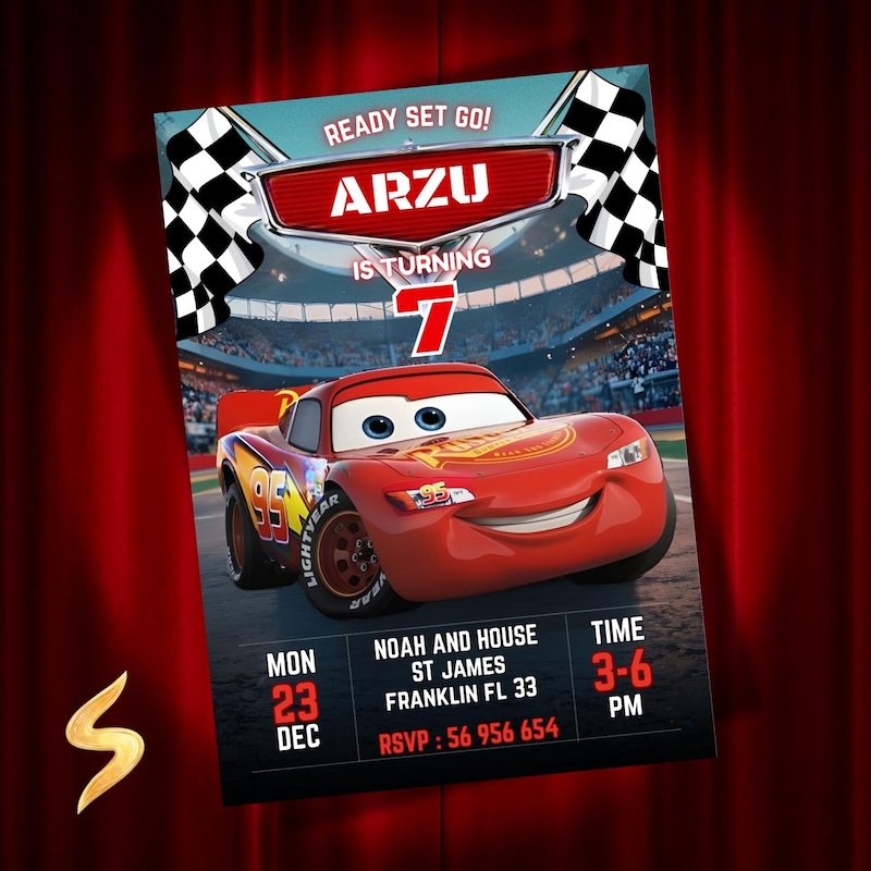 Invitation rayo mcqueen - Etsy México