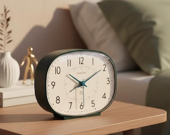Vintage Looping 15 Jewel Swiss 8 Day Bedside Table Small Alarm