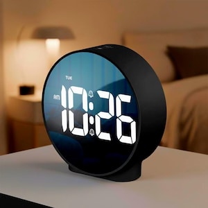 LED Digital Bedside Clock, Dual Alarm, Snooze, Desk Timepiece
