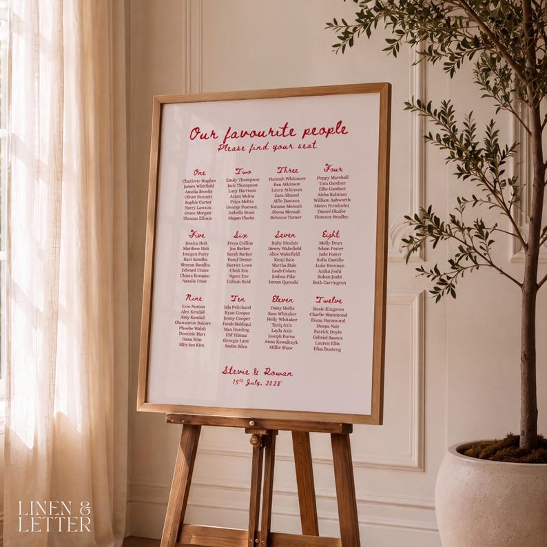 Wedding Seating Chart Template, Printable Table Plan, Love Note ...