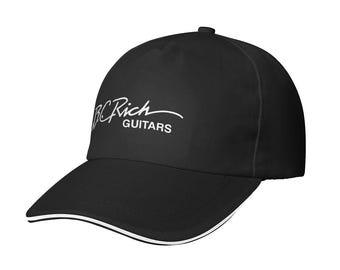 Gorra de béisbol negra con el logotipo de BC Rich Guitars impreso - Fabricada y enviada desde EE. UU.